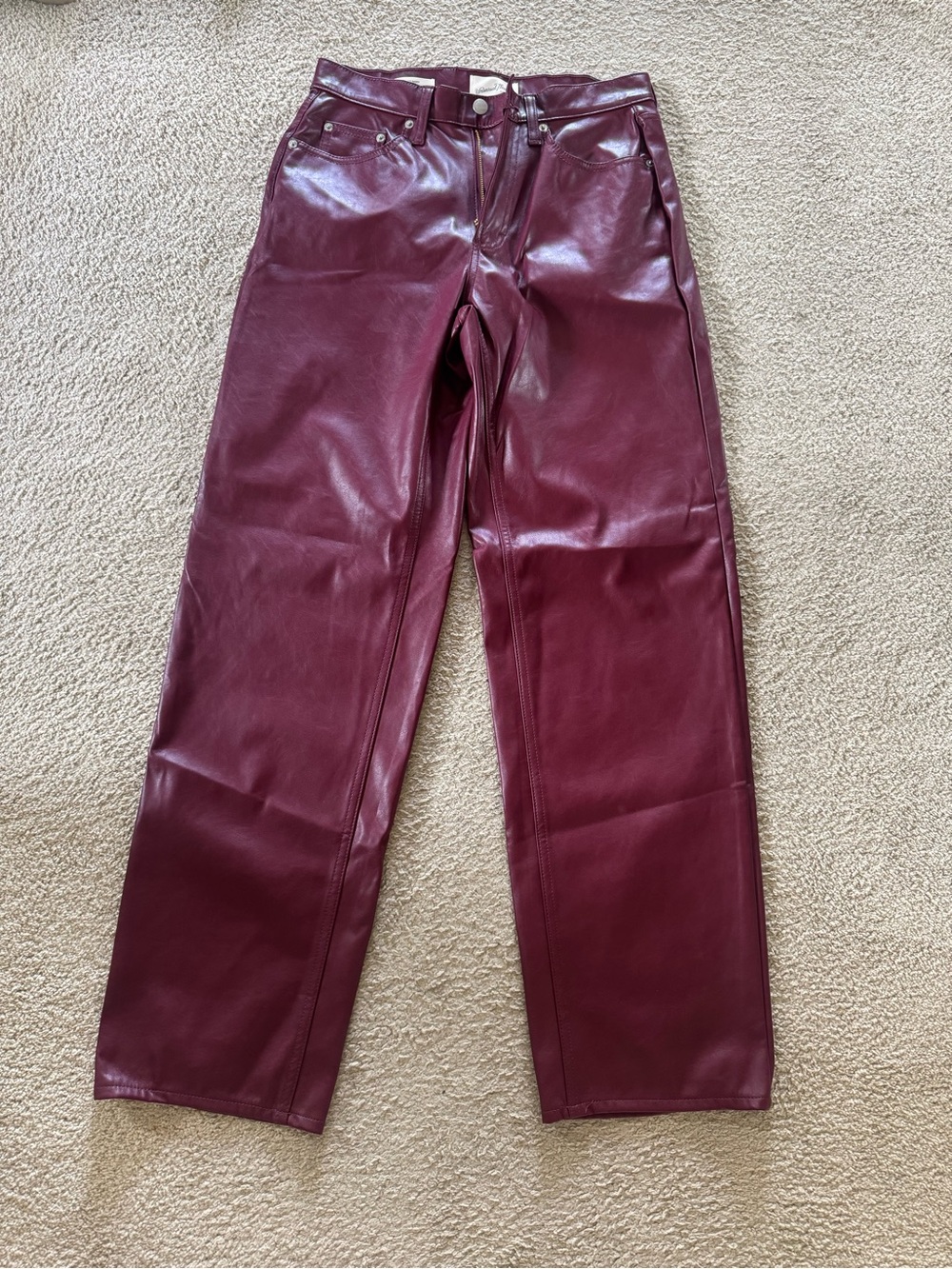 Universal Thread Burgundy Faux Leather Straight-Leg Pants